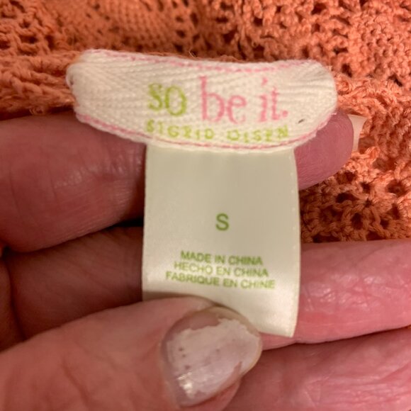 So Be It Womens Cardigan Size S Silk Orange Crochet Knit Boho Hippie Festival - Picture 4 of 10